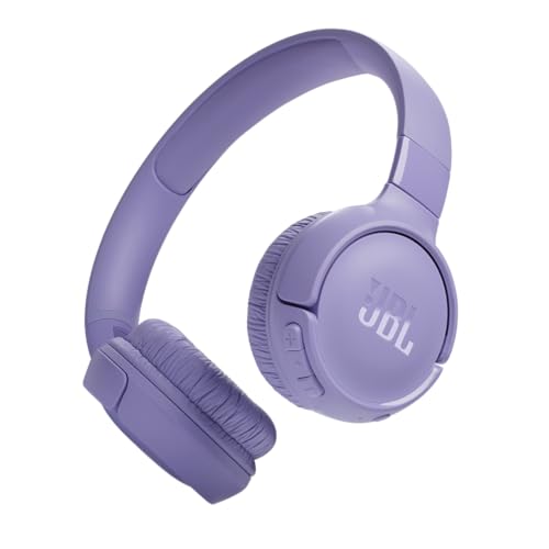 JBL Tune 520BT - Wireless On-Ear Headphones, Up to 57H battery life and speed charge, Lightweight, comfortable and foldable design, Hands-free calls with Voice Aware (Purple)