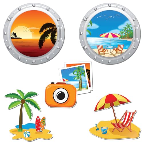 ZCCLINN Cruise Door Decorations Magnetic - 5pcs Summer Beach Cruise Ship Cabin Door Magnets Decor, Large Hawaii Tropical Funny Cruise Magnet Stickers Sign for Fridge Refrigerator Cars Carnival Party