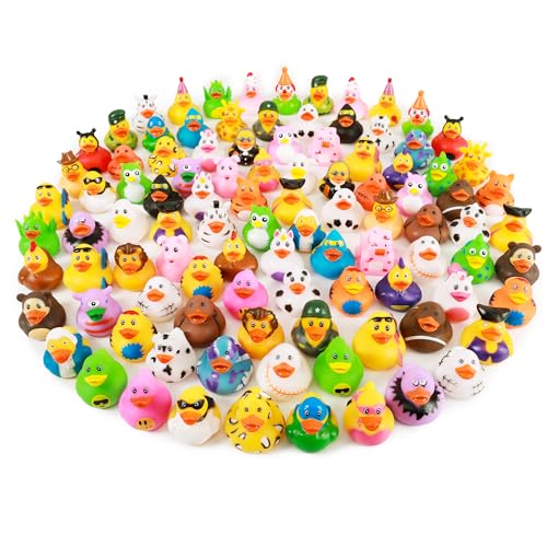 XY-WQ 100 Pack Rubber Duck for Jeeps Ducking - 2.3 Inch Bulk Floater Duck for Kids - Baby Bath Toy Assortment - Party Favors, Birthdays, Bath Time,...