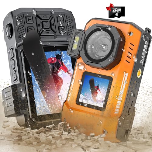 tupsio 6K25FPS 64MP Digital Camera with 32GB Card Rugged Waterproof Dustproof Shockpoof Dual-Screen Selfie 16FT Underwater Camera for Snorkeling Autofocus Point and Shoot Digital Camera (orange)