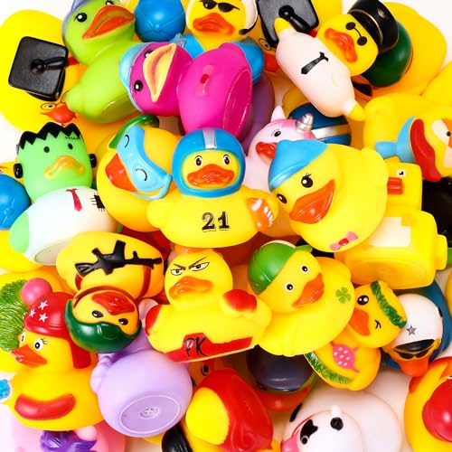Mikulala 24 Pcs Rubber Ducks in Bulk, Assortment Mini Rubber Ducks Toys with Box for Kids Baby Shower Bath Toys, Party Favors, Birthday Gifts and...