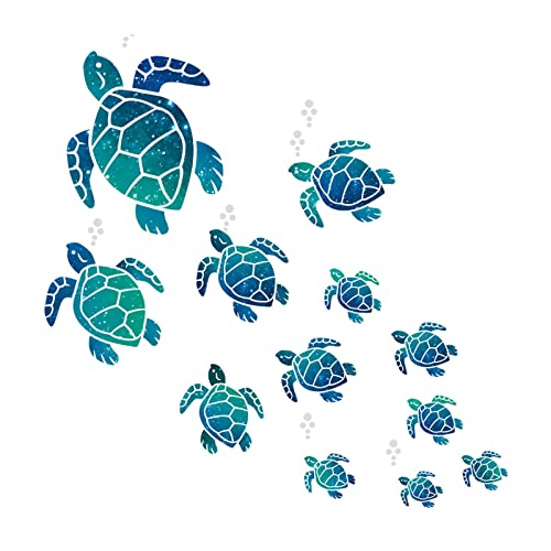 12 Pieces Sea Turtle Wall Decals Stickers Wall Decals Vinyl Stickers Underwater Ocean Waterproof Removable Decoration Kids Sea Life for Bedroom Toilet Nursery Birthday Gifts (1271A)