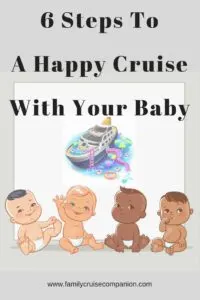 Going on a cruise with a baby - color graphic of babies in front of cruise ship image