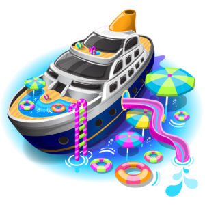 Color Cartoon of Fun Cruise Ship