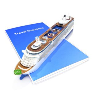 cruise insurance policy represented by model ship atop insurance policy
