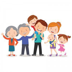 Illustration of multigenerational family for family travel
