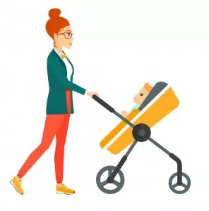 taking babies on cruises - illustration of mom pushing baby stroller