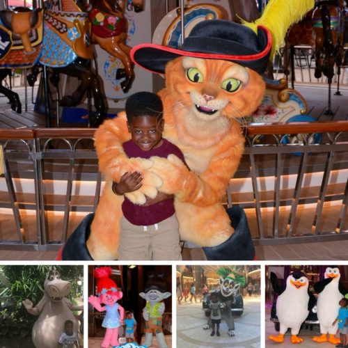 Harmony of the Seas Review: Photo collage of Dreamworks characters on Harmony of the Seas