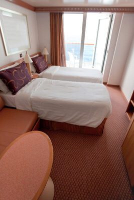 Cruise Ship Rooms - Photo of Interior of Cruise Cabin with Two Beds