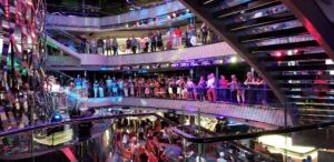 MSC Seaside - photo of multi-level ship atrium filled with crowd