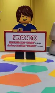 MSC Seaside - photo of welcome sign to kids' club featuring Lego character