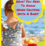 Cruising with a baby - Pinterest photo of rear view of baby playing on beach