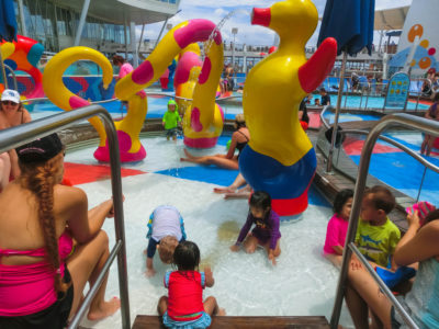 Cruises for Kids | Best cruise ships for toddlers. photo of splash park area on cruise ship.