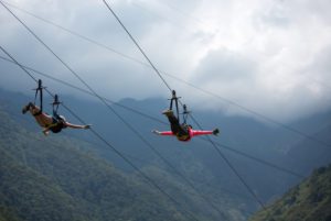 Leaving kids on cruise ship in port | photo of two adults on canopy zipline