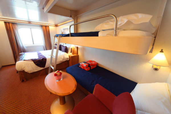 Embarkation Tips | photo of family cabin with 3 beds
