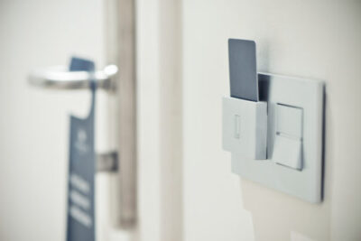 photo of hotel key card in power control