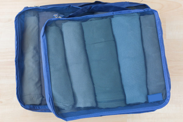 Photo of two packing cubes - the ultimate packing hack.