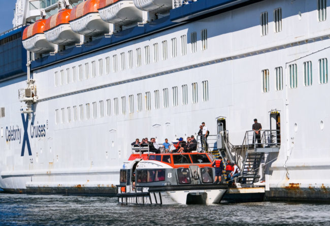 This Port Requires Tendering | photo of tender being loaded from Celebrity cruise ship