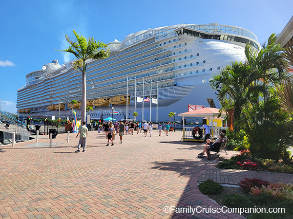 Symphony of the Seas Review | photo of the ship docked in St. Thomas