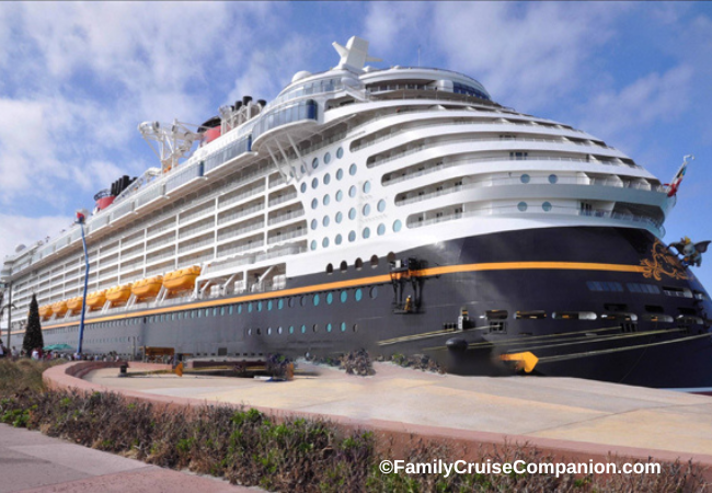 what's included in a Disney Cruise | photo of the cruise ship Disney Fantasy at cruise line's private island