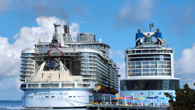 Royal Caribbean Cruise Ships By Size | photo of Symphony of Seas next to Anthem of the Seas