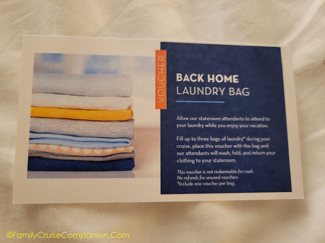 Laundry on a Cruise Ship | photo of laundry voucher from Celebrity Cruise in 2023.