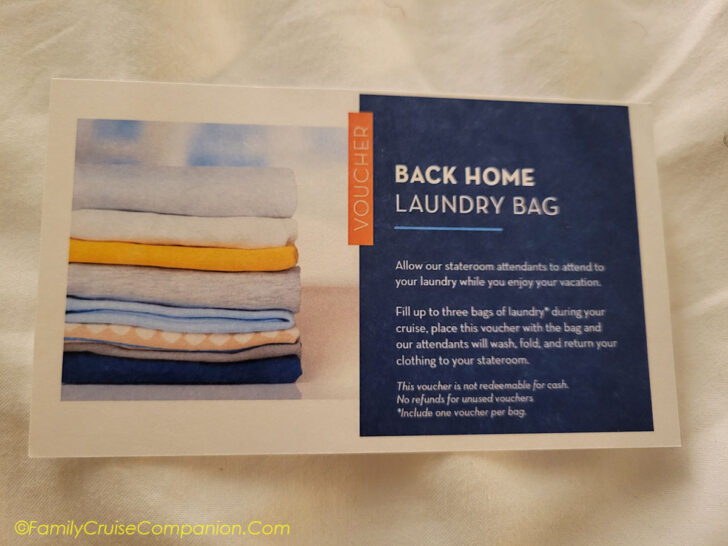 Laundry on a Cruise Ship | photo of laundry voucher from Celebrity Cruise in 2023.