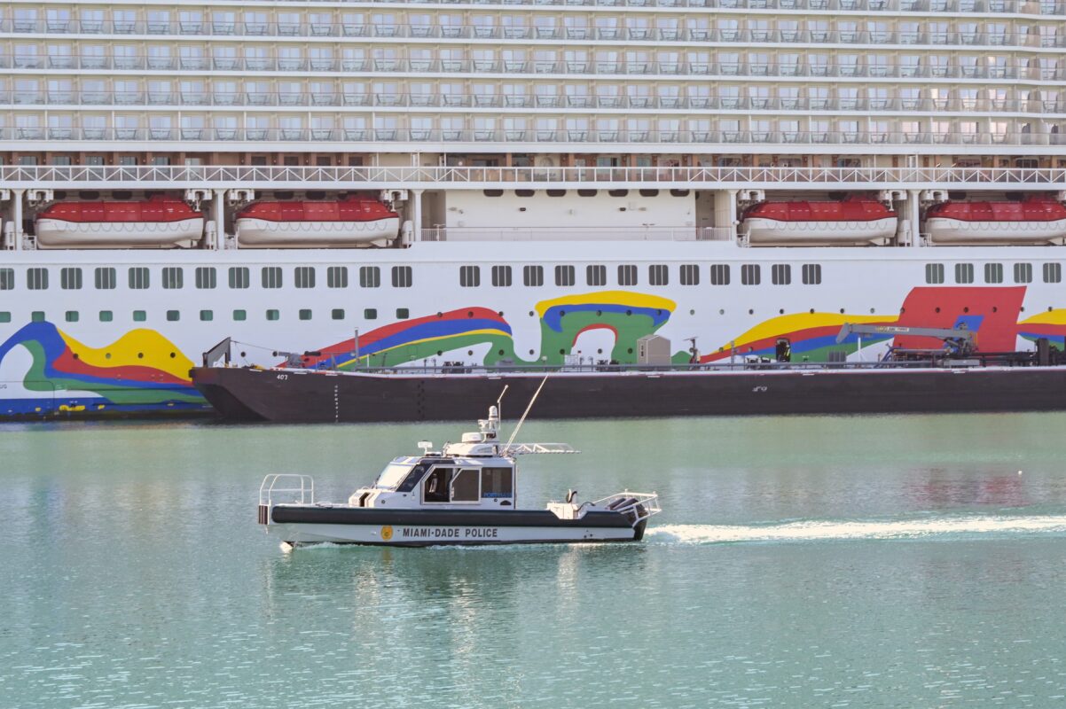 Crime on Cruise Ships | photo of Miami-Dade Police boat approaching cruise ship