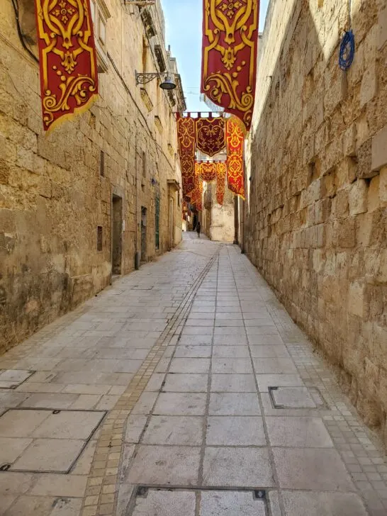 Photo of historic alleys of Mdina, Malta - a hidden gem of a Mediterranean cruise.