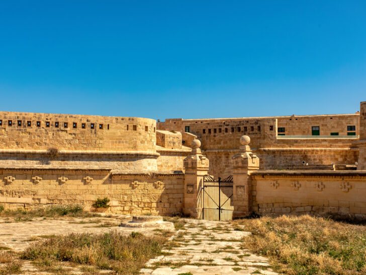 Photo of the medieval Fort St. Elmo in Valetta, Malta.