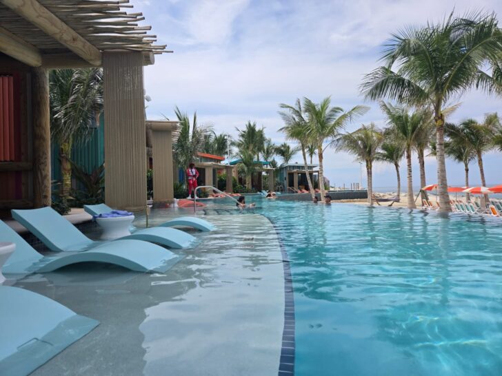 Photo of upscale beach cabanas at Hideaway Bay on Royal Caribbean's Cococay Island.