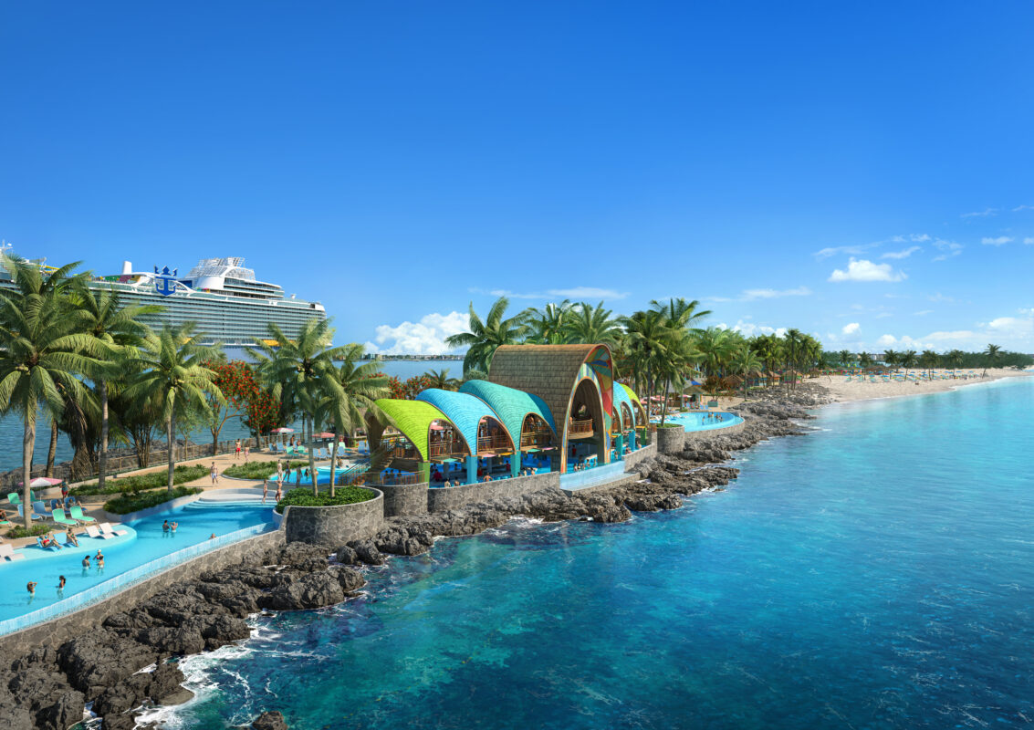 Private Islands 2025 | Artistic rendering of the Royal Caribbean Beach Club set to open in December 2025.