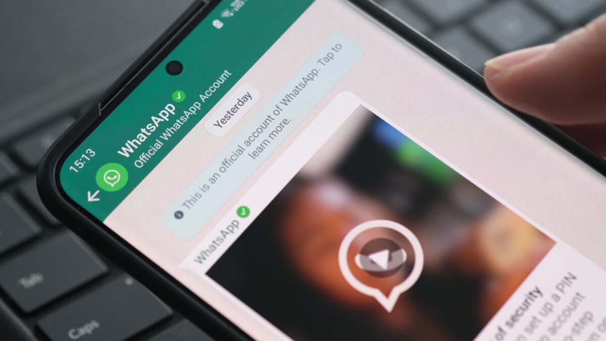 Close-up of a WhatsApp chat on a smartphone screen